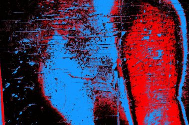 Kırmızı ve mavi renkli grungy duvar, desenli arka plan