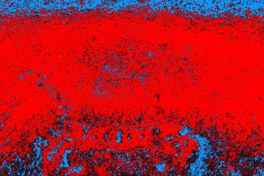 Kırmızı ve mavi renkli grungy duvar, desenli arka plan