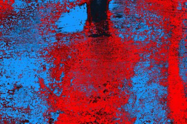 Kırmızı ve mavi renkli grungy duvar, desenli arka plan