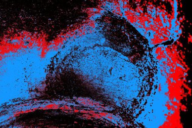 Kırmızı ve mavi renkli grungy duvar, desenli arka plan