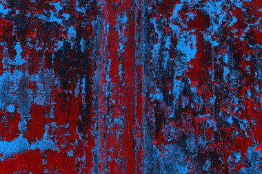Kırmızı ve mavi renkli grungy duvar, desenli arka plan