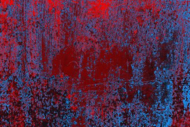 Kırmızı ve mavi renkli grungy duvar, desenli arka plan