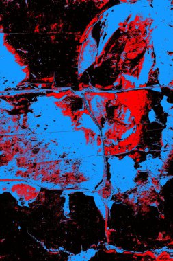 Kırmızı ve mavi renkli grungy duvar, desenli arka plan