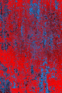 Kırmızı ve mavi renkli grungy duvar, desenli arka plan