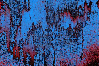 Kırmızı ve mavi renkli grungy duvar, desenli arka plan