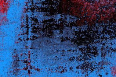 Kırmızı ve mavi renkli grungy duvar, desenli arka plan