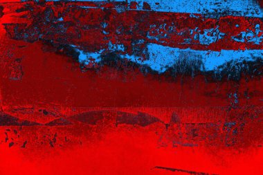 Kırmızı ve mavi renkli grungy duvar, desenli arka plan