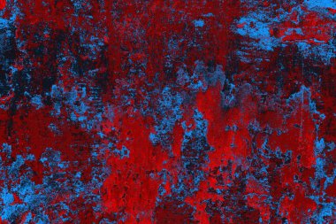 Kırmızı ve mavi renkli grungy duvar, desenli arka plan