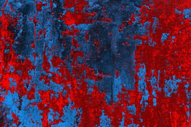 Kırmızı ve mavi renkli grungy duvar, desenli arka plan