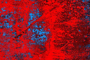 Kırmızı ve mavi renkli grungy duvar, desenli arka plan