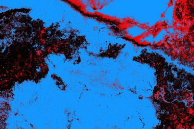 Kırmızı ve mavi renkli grungy duvar, desenli arka plan