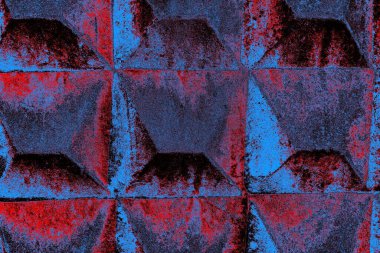 Kırmızı ve mavi renkli grungy duvar, desenli arka plan