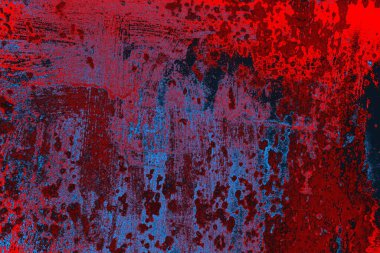 Kırmızı ve mavi renkli grungy duvar, desenli arka plan