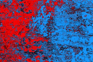 Kırmızı ve mavi renkli grungy duvar, desenli arka plan