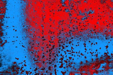 Kırmızı ve mavi renkli grungy duvar, desenli arka plan