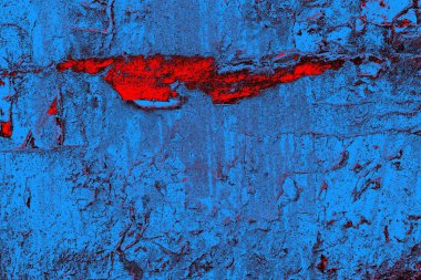 Kırmızı ve mavi renkli grungy duvar, desenli arka plan