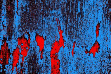 Kırmızı ve mavi renkli grungy duvar, desenli arka plan