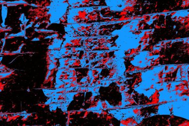 Kırmızı ve mavi renkli grungy duvar, desenli arka plan