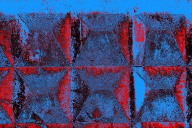 Kırmızı ve mavi renkli grungy duvar, desenli arka plan