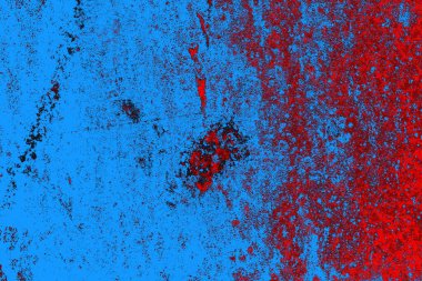 Kırmızı ve mavi renkli grungy duvar, desenli arka plan