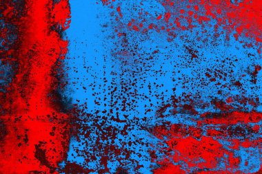 Kırmızı ve mavi renkli grungy duvar, desenli arka plan