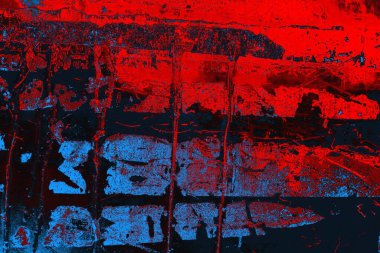 Kırmızı ve mavi renkli grungy duvar, desenli arka plan