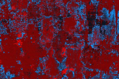Kırmızı ve mavi renkli grungy duvar, desenli arka plan