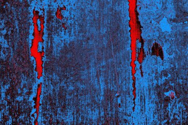 Kırmızı ve mavi renkli grungy duvar, desenli arka plan