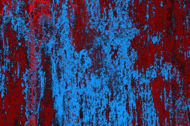 Kırmızı ve mavi renkli grungy duvar, desenli arka plan