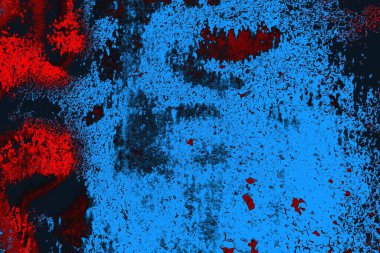 Kırmızı ve mavi renkli grungy duvar, desenli arka plan