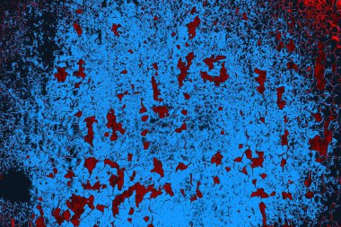 Kırmızı ve mavi renkli grungy duvar, desenli arka plan