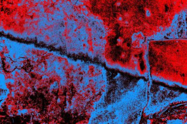 Kırmızı ve mavi renkli grungy duvar, desenli arka plan