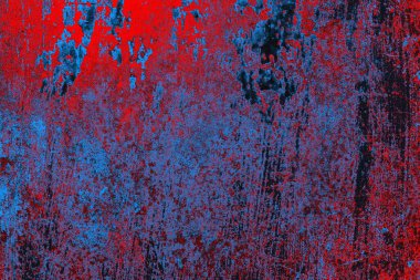 Kırmızı ve mavi renkli grungy duvar, desenli arka plan