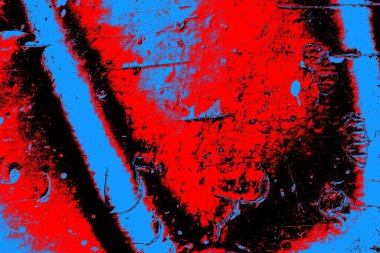 Kırmızı ve mavi renkli grungy duvar, desenli arka plan