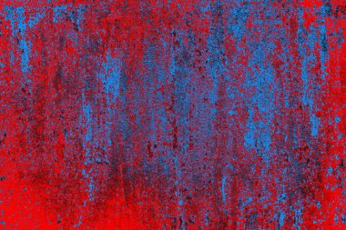 Kırmızı ve mavi renkli grungy duvar, desenli arka plan