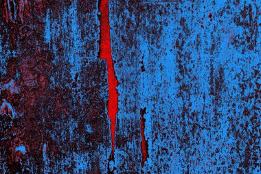 Kırmızı ve mavi renkli grungy duvar, desenli arka plan