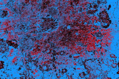 Kırmızı ve mavi renkli grungy duvar, desenli arka plan