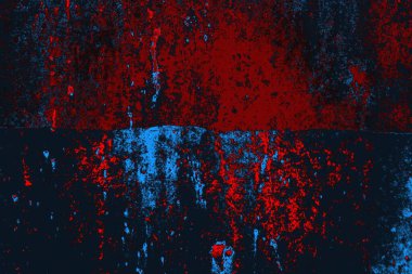 Kırmızı ve mavi renkli grungy duvar, desenli arka plan