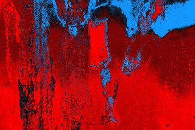 Kırmızı ve mavi renkli grungy duvar, desenli arka plan