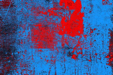 Kırmızı ve mavi renkli grungy duvar, desenli arka plan