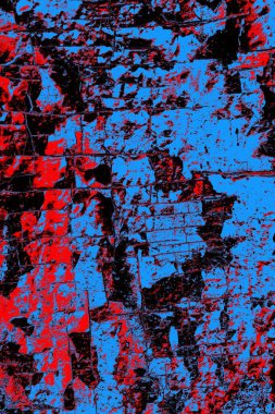 Kırmızı ve mavi renkli grungy duvar, desenli arka plan