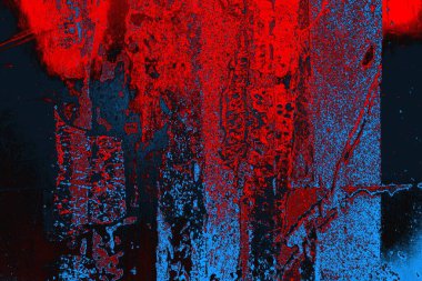 Kırmızı ve mavi renkli grungy duvar, desenli arka plan