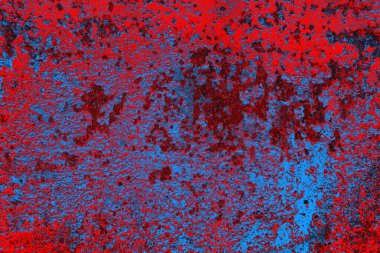 Kırmızı ve mavi renkli grungy duvar, desenli arka plan