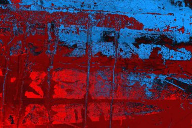 Kırmızı ve mavi renkli grungy duvar, desenli arka plan