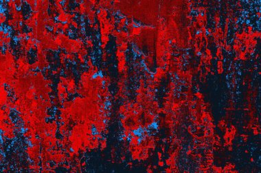 Kırmızı ve mavi renkli grungy duvar, desenli arka plan