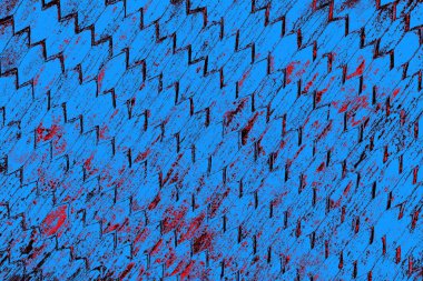 Kırmızı ve mavi renkli grungy duvar, desenli arka plan
