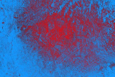 Kırmızı ve mavi renkli grungy duvar, desenli arka plan