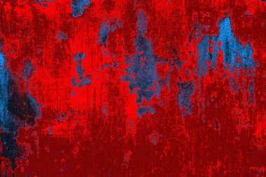 Kırmızı ve mavi renkli grungy duvar, desenli arka plan