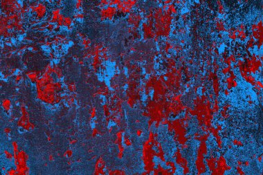 Kırmızı ve mavi renkli grungy duvar, desenli arka plan