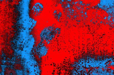 Kırmızı ve mavi renkli grungy duvar, desenli arka plan